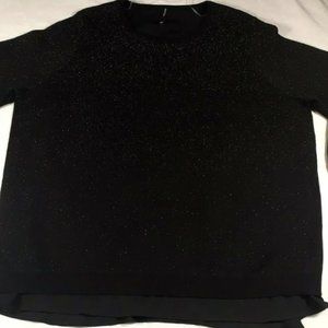 Massini Women's Split Black Sweater Glitter Pullover Long Sleeve Size 2X NWT